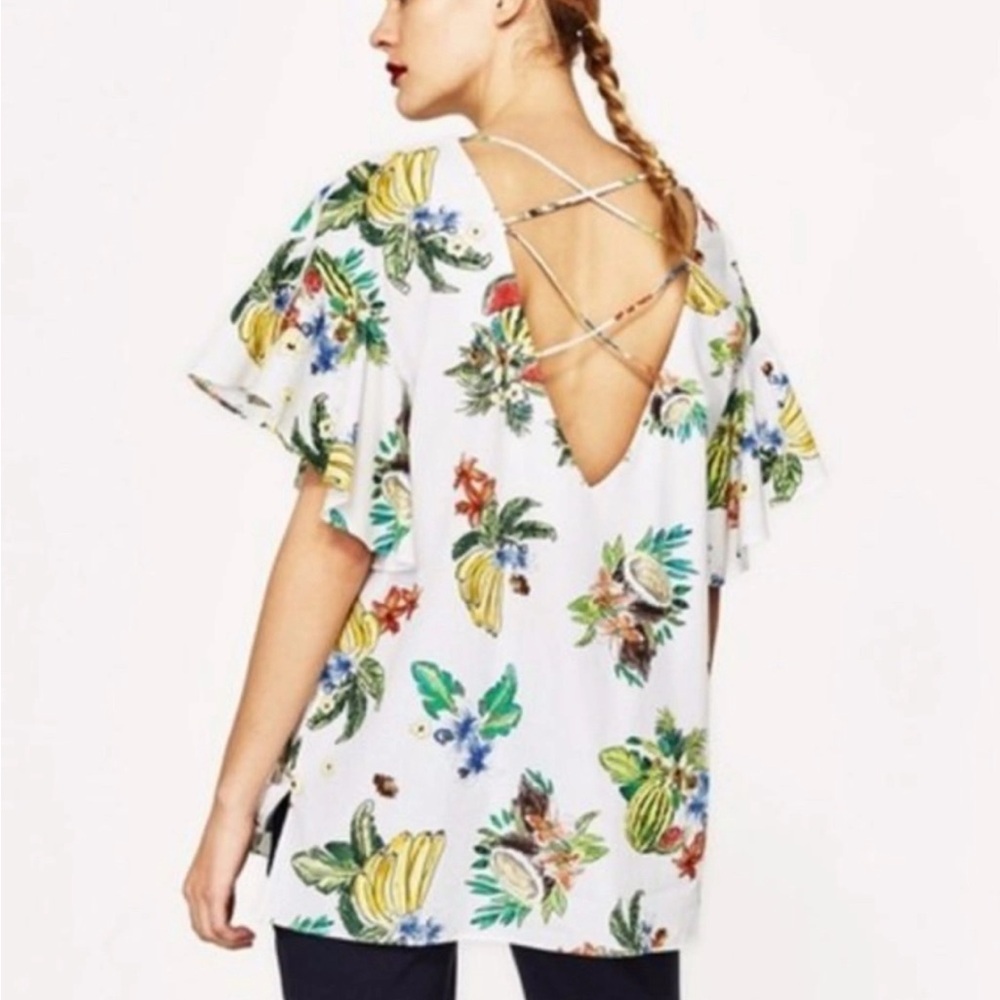 ZARA Banana & Fruit Cotton Pullover Top! Farm Rio look! Great condition